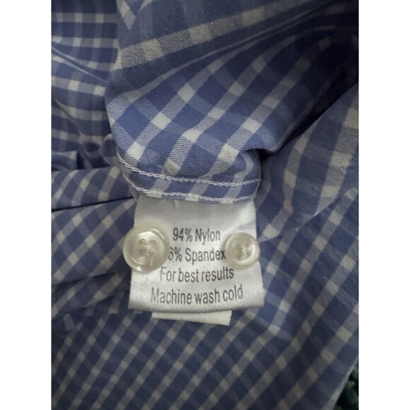 Peter Millar Wicking Blue Gingham Check Button Down Size Large - Picture 6 of 6